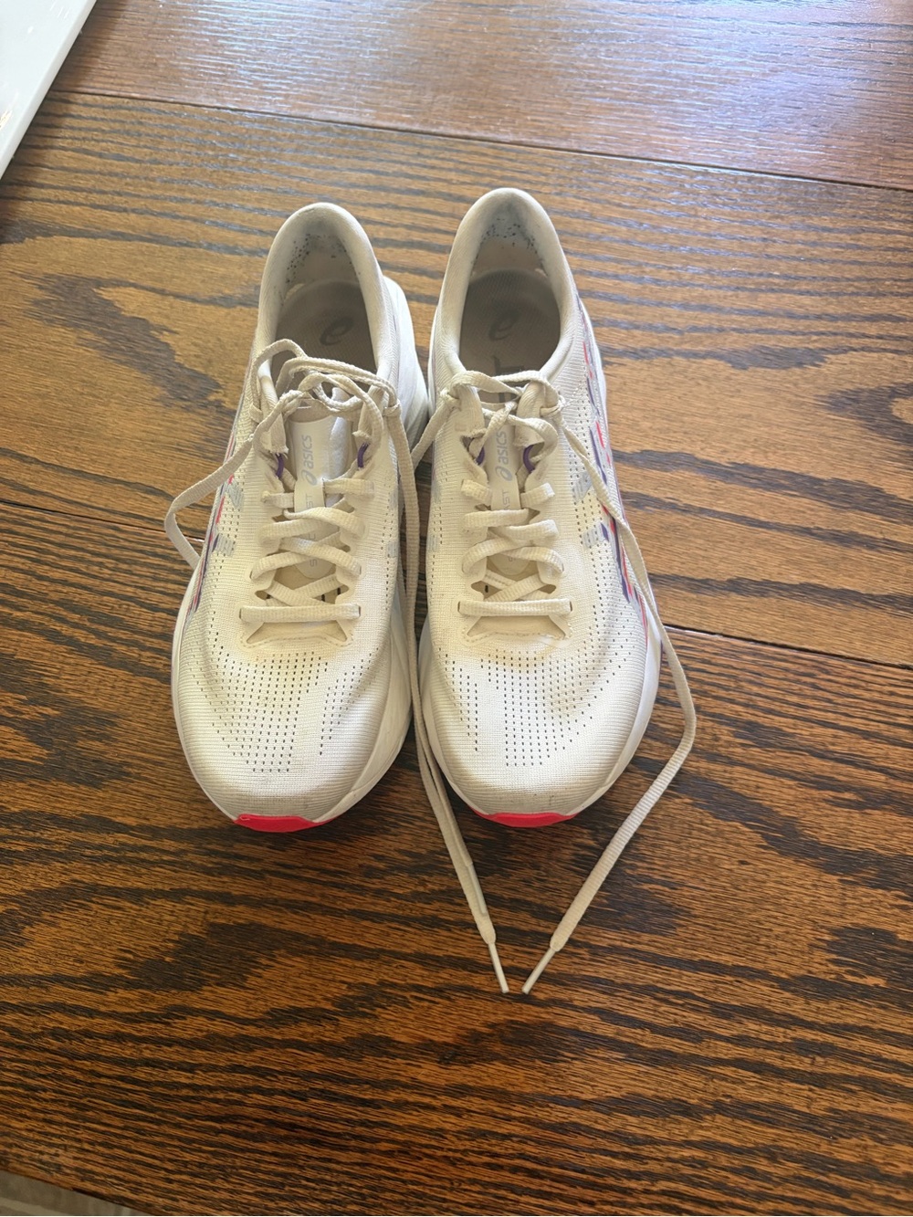 Asics Women's White Athletic Shoes with Pink Accents